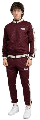 Lonsdale Herren Trainingsanzug schmale Passform ASHWELL Oxblood/Ecru S