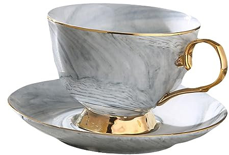 Amosfun Ensemble De Tasses À Café Effet Marbre 250 Ml En Céramique Élégante Pour Boissons Chaudes