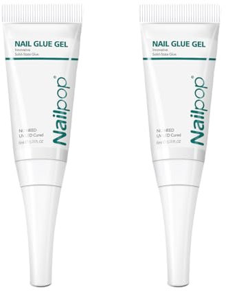 Nailpop Colle Faux Ongles Extra Forte, Colle a Faux Ongles, Pas Besoin de Lampe UV, Colle à Ongles pour le Collage Capsule Americaine Ongle, Gel Souple, Nail Art, Facile à Utiliser, Longue Tenue, 2Pcs