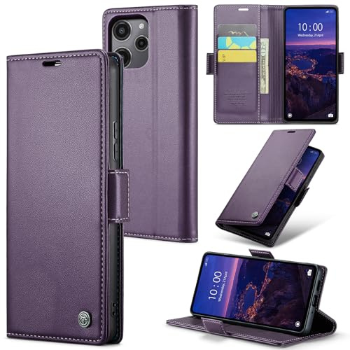Rerzoiro Cover per Xiaomi Redmi 12 4G/5G Custodia Portafoglio [Blocco RFID] Premium Pelle PU Wallet Case Flip Libro con Porta Carte Slot Supporto Flip Case per Xiaomi Redmi 12 4G/5G, Viola