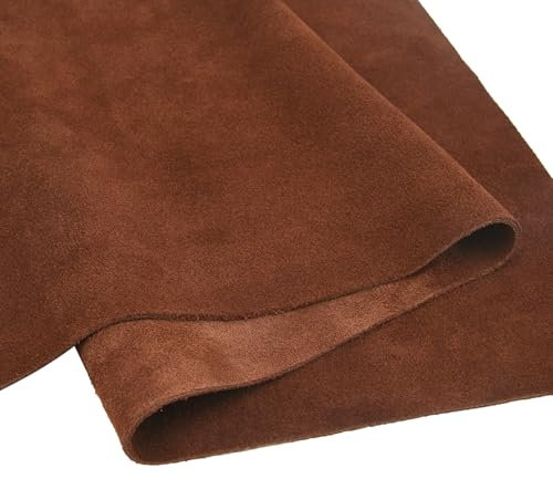 Veloursleder, 1,5 mm, weiches echtes Rindspaltleder, Wildledermaterial, für Lederarbeiten, Nähzubehör (rotbraun, 30,5 x 30,5 cm)