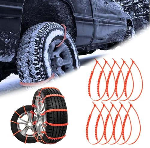 DAYKET 10 Stück Schneeketten Auto für BMW E39 E60 E82 E90 E92 E93 M3 E39 E60 E70 X5 E60 E61 M5 E88, Reifen Anti Schneeketten Snow Chains für EIS, Schnee und matschigen Straßen,B/20Pcs