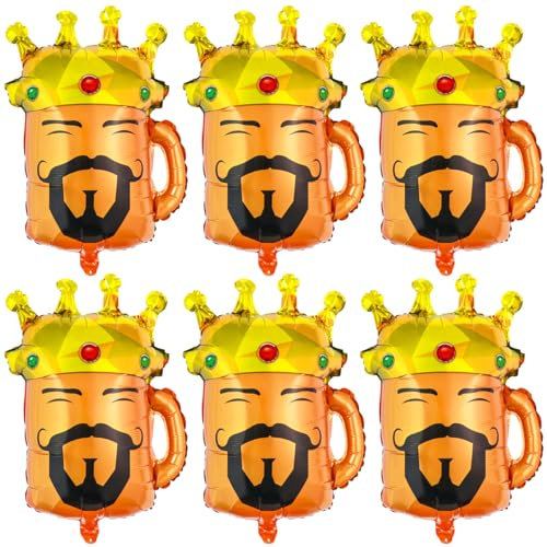 6 Stück Luftballons Bier,XXL Bier Folienballon,Riesen Bier Aluminium Folie Ballons,Oktoberfest Deko Ballon,für Oktoberfest Deko,Bar Party Deko (A)