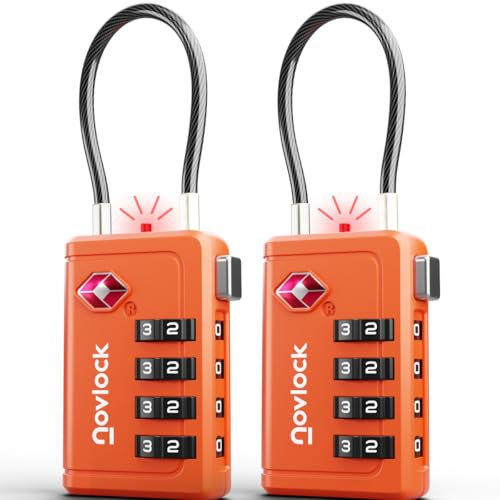 Lucchetti TSA con combinazione a 4 cifre – Per valigia, zaino, borsa da viaggio e bagaglio a mano – Ideali per viaggi in aereo – Confezione da 2 (arancioni)