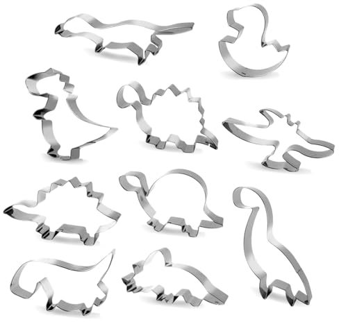 Dinosaurier Ausstecher, 10 Stück Plätzchen Ausstecher, Keksschneider Set, Dinosaurier Motiv Ausstechformen, Keksausstecher Mit Anders Formen, Für Kinder Geburtstag Dino Party Deko
