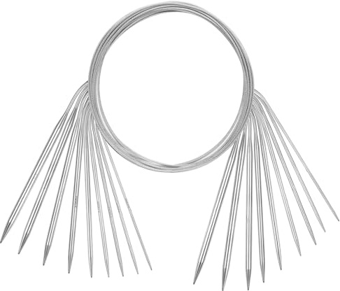 LIHAO Circular Knitting Needles Set Stainless Steel Circular Knitting Needles 80cm Long 9 Sizes 2.00-6.00mm Beginners Metal Knitting Needle with Magic Loop for Socks Sweaters Scarves Knitting