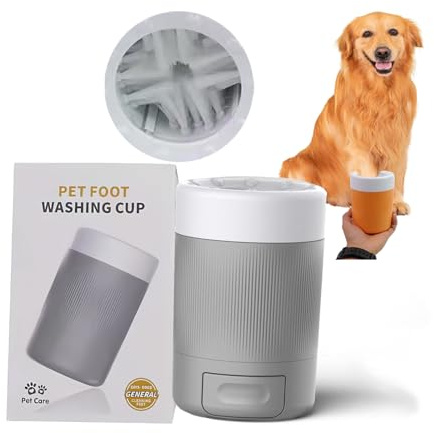 Uruzuo Pet Paw Cleaner Cup, Pfotenreiniger für Hunde, schlammige Pfotenreiniger, Haustier-Fußreiniger für jede Größe, Haustierpfotenschutz-Set, Grau