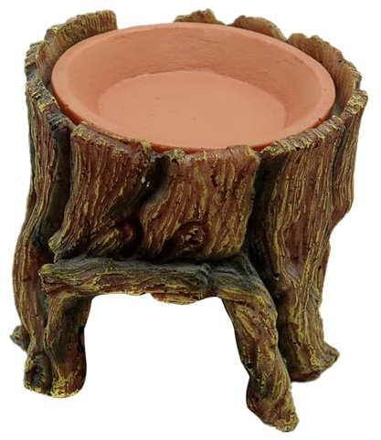 Wegiwuca Reptilien-Höhle Futterstumpf, Terrarien, Höhle mit Futterschale für Wasserfütterung, Höhle