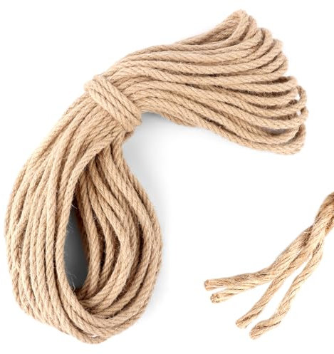 Ficelle Jute Naturelle, 8mm x 25m Corde de Jute, Corde de Chanvre Solide et Polyvalente, Ficelle de Chanvre pour Jardinage, Bricolage, Décoration et Suspension