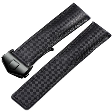 PctkeLsend 20 mm 22 mm Herren-Armband aus echtem Leder mit Faltschließe, passend for Tag Heuer Carrera Monaco F1-Uhr(B Black Black,20mm)