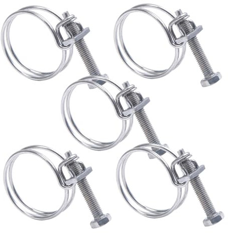 Abrazos de manguera, abrazaderas de manguera de 5 piezas de acero inoxidable 2.4-2.6, resistente al óxido de alto torque para radiador, automóvil, bote y fontanería