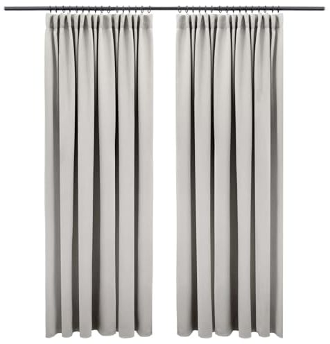 Blumtal Verdunklungsvorhänge Kräuselband 175x140 cm im 2er Set - Oeko-TEX zertifizierte Vorhänge Blickdicht - Verdunklungsvorhang - waschbare Vorhänge mit Kräuselband für Schiene in Grau