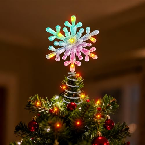 Christbaumspitze Schneeflocken Weihnachtsbaumspitze 10.5cm Weihnachtsbaumschmuck Christmas Decorations Christmas Schneeflocken Weihnachtssterne mit Mini Christbaumschmuck Heimdekoration