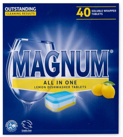 Bizzal Magnum All in One Lemon Dishwasher Tablets, Soluble Wrapper, Cruelty Free, 40 Count