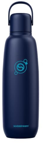Sodastream Fizz & Go – Bouteille isotherme en acier inoxydable 0,9L, double paroi, conserve chaud ou froid jusqu’à 12h, compatible machines Sodastream, bleu marine