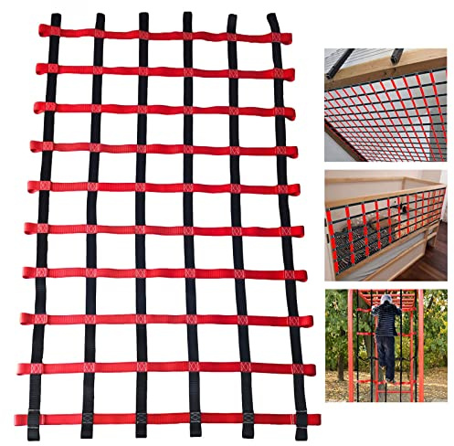 Gepäcknetz für Kinder, 4,5 x 4,5 m, Kletternetz für Baumhaus, Spielplatzschaukel-Set, Kletterwand, Seilleiter-Zubehör, strapazierfähiges Gurtbandnetz
