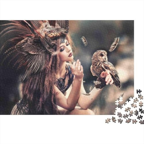 Chamane à Plumes - Puzzle 1000 pièces pour Adultes et Enfants Femme aux Ailes Sombres - Jeu éducatif - Décoration Murale - 52 x 38 cm