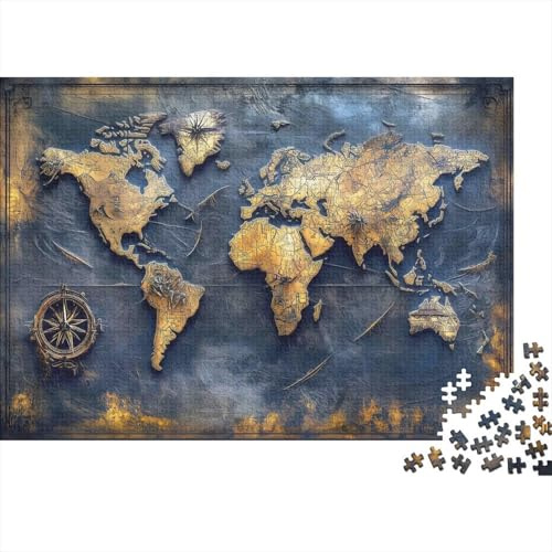 Explorer World Map Paper Jigsaw 1000 Pieces Educational Adult Puzzle for Home Decor Mind Relaxation Art 52x38cm/1000pcs