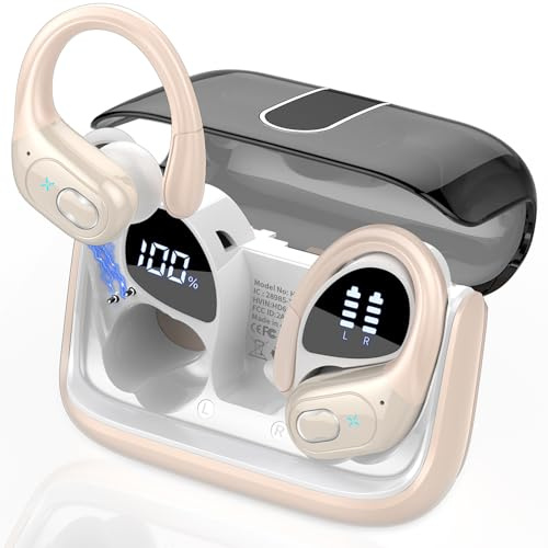Aptkdoe Auricolari in-ear, senza fili, per sport, Bluetooth 5.4, con microfono ENC, 75 ore di autonomia, personalizzazione tramite app, stereo Hi-Fi, impermeabili IP7, con ganci per le orecchie, per