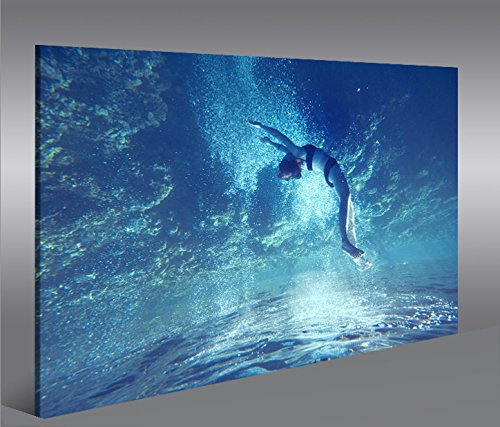 islandburner Bild Bilder auf Leinwand Unterwasser V2 1p Tauchen Blaues Meer XXL Poster Leinwandbild Wandbild Dekoartikel Wohnzimmer Marke