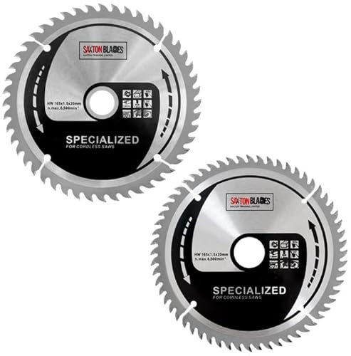 Saxton 165mm TCT Thin Kerf Cordless Circular Saw Blade Pack B Dewalt Makita Ryobi Bosch