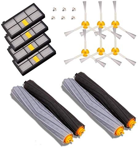 MTKD® Kit de Recambios Compatible con iRobot Roomba Serie 800 y Serie 900 - Kit de 14 Piezas Accesorios (Cepillos Lateral, Filtros, Cepillo de Cerda + 6 Tornillos) para Aspirador Robot.