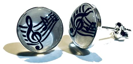 Notenschlüssel Musik Musiknoten 925 Sterling Silber 10mm Ohrringe Ohrstecker
