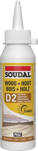 Soudal D2 Wood Glue, 125 g, Ready-to-Use, Ultra-Fast Drying Wood Adhesive for Gluing All Common Wood Joints