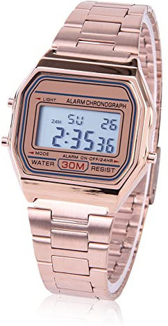 VGEBY1 Orologio Digitale in Lega Classica Progettato con Retroilluminazione, Display 12/24 Ore, Data, Settimana, Sveglia, Cronografo, Ecc.(Rosa)