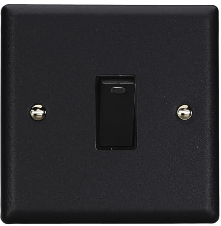 Varilight Single 20A Double Pole Switch With Neon - Urban Matt Black With Black Rocker, XY20NB.MB