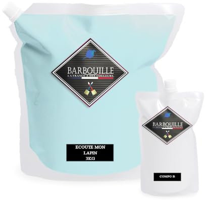 Peinture Résine Bleu Clair - Résine Epoxy Bi-Composants - Effet Brillant - Peinture Mur, Plafond, Boiserie, Carrelage & Métal - Lessivable - COV A+ - Fabriquée En France - 2,5 L - BARBOUILLE