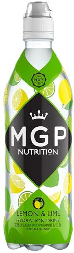 MGP Sugar Free Hydration Drink, 12 x 500ml Multipack, Sports Recovery Electrolytes, Low Carbs, Fat Free, Gluten Free, Vegan Friendly, Vitamin C, B3, B5, B1, B6, B12 Supplement - Lemon & Lime