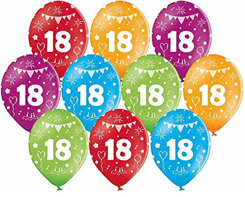 10er bunte Luftballons 18. Geburtstag Ballons 18 Ballon 18 Geburtstag Made in EU Größe 30cm