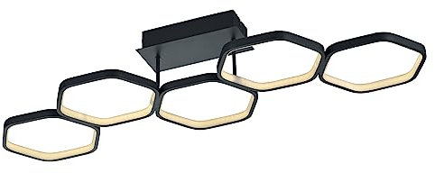 Reality Leuchten LED Deckenleuchte Vigo R62055142, Metall Schwarz matt, inkl. 24 Watt LED, Switch Dimmer