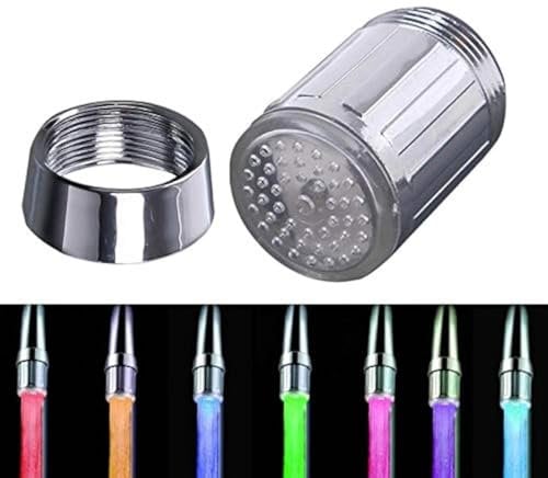 MEETOZ Colorful LED Water Faucet,Faucet Colorful Changing Glow Nozzle Shower Head Water Tap Filter No Battery Supply for Kitchen and Bathroms (7 Color NO Sensor)