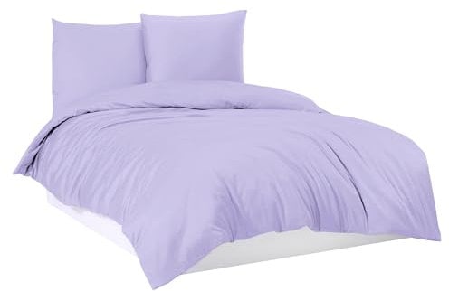 Mixibaby Bettwäsche Bettgarnitur Bettbezug 100% Baumwolle 135x200 155x220 200x200 200x220, Farbe:Lila, Größe:200 x 220 cm