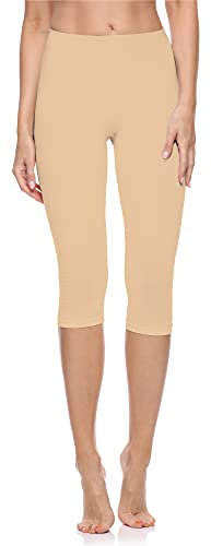 Merry Style Damen Leggings 3/4 aus Baumwolle mit Stretch – Leichte Capri Leggings Damen aus atmungsaktiver, elastischer Baumwolle, ideal für Yoga Sport Freizeit Reisen MS10-199 (Nude,XL)