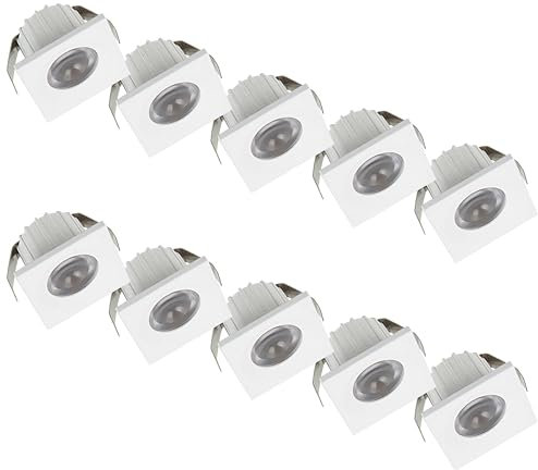 Sigmaled lighting, MINI SPOT LED 3W, Dimmerabile, 300lumen, Luce Naturale 4000K, Faretto QUADRO incasso, 220V / 240V AC Driver NON NECESSARIO, 35x35x25mm, 10 Spots (5 scatole da 2 pezzi)