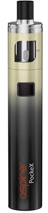 Aspire PockeX AIO All in One Kit 1500 Bulit-in Battery 2mL Special Edition (Gold Gradient) Perfect Portable and Professional Aspire Vape E Cigarette Starter Kit No Nicotine TPD Version