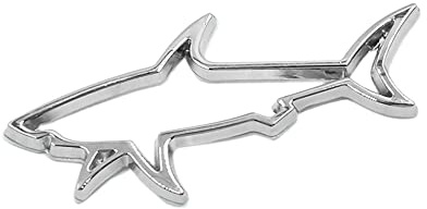 A ABSOPRO Hai Muster 3D Selbstklebender Aufkleber Silber 1 Stück Metall | Für Auto Frontgrill, Seitenfender, Kofferraum, Innen- Und Außendekoration, Persönliches Design, Exquisite Verarbeitung