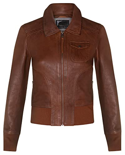 Ladies Leather MA-1 Varsity Bomber Jacket