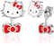 Sanrio Hello Kitty M dchen Ohrstecker vorne hinten - Imit. Rhodium und Emaille Hello Kitty Ohrringe Offiziell lizenziert, Kost m, ohne Edelstein, Kost m, Kein Edelstein