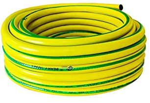 Berry Manguera de jardín multiusos de 1/2 pulgada de 15 metros, manguera reforzada radial trenzada resistente a las torceduras para suministro de agua y jardinería, color amarillo