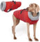 Hundemantel Winter, wasserdichte Warme Jacke Weste Hundejacke Fleece Gefüttert Wintermantel mit Fleecekragen Winter Hundekleidung(Rot, 3XL)