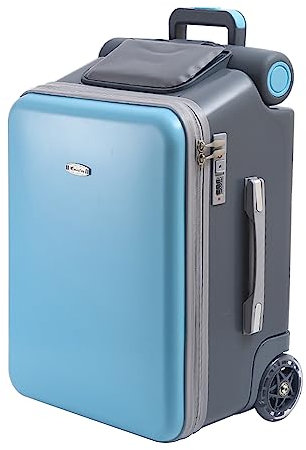 YHUEGH 20-Zoll-Rollerkoffer für Kinder, 2-in-1-Aufsitzkoffer mit Kindersitzdesign, einziehbarem Griff und Eva-Schale, Hartschalen-Handgepäck für die Reise Blue