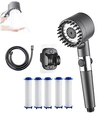 German Multifunctional Massage Shower, Handheld Shower Head with Filter, Multifunctional One-Button Adjustment Shower Head, 3 Modes High Pressure Shower Head (D)