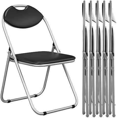COSTWAY Klappstühle 6er Set, Gaststühle mit Metallrahmen, gepolsterten Sitzen & rutschfesten Fußpolstern, für Zuhause, Büro, 115 kg Tragfähigkeit