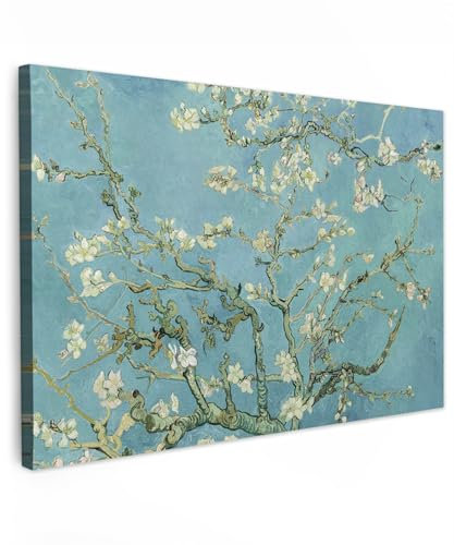 MuchoWow© Impression sur Toile Decoration Murale Peinture 90x60 cm Tableaux Decoratifs Muraux Décoration Chambre Van Gogh - Vintage - Fleurs - Art - Bleu