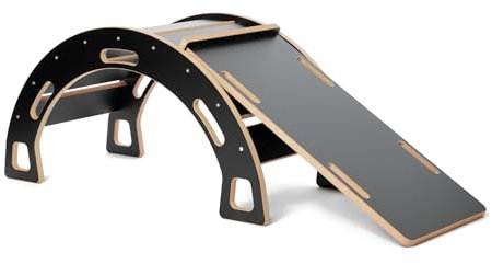 Garronda Ensemble 2 en 1 Arche d'escalade avec Toboggan Jouet Montessori pour Enfants dès 1 an GD-0058 (Noir Arche d'escalade avec Toboggan)