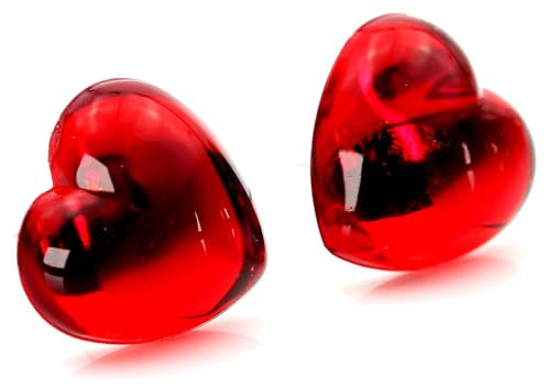 bluebubble SWEETHEART Ruby Red Glass Effect 12mm Heart Earrings on Gift Card